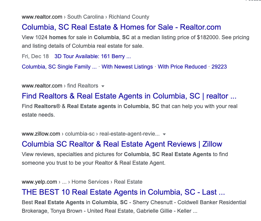 Organic SEO For Columbia SC Realtors