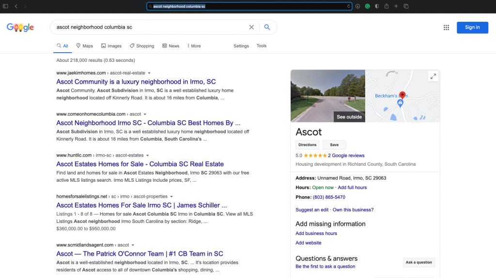 Google Search for Local Realtors